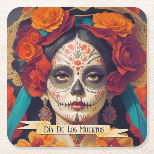 死のカトリナの日1文字 スクエアペーパーコースター (正面)