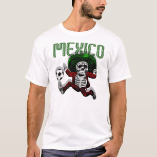 死のギフトを越えるメキシコのサッカーEl三Futbol Tシャツ