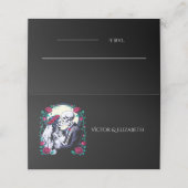 死のゴシック様式の骨格カップルのピンクのローズ結婚ズ プレイスカード (外部開封)