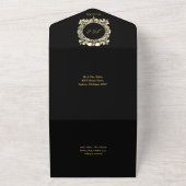 死のゴシック様式の黒と金ゴールドモノグラム結婚の オールインワン招待状 (外側)