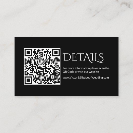 死のゴシック様式の黒骨格結婚のQrコード エンクロージャーカード (正面)