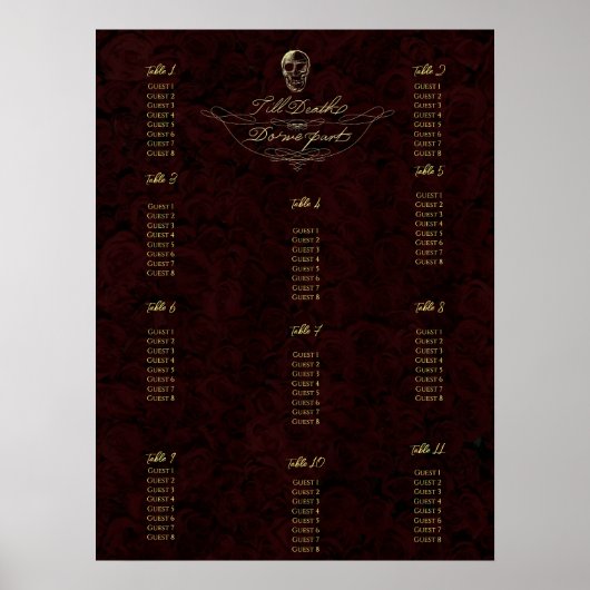 死のスカルとバラの座席表ポスター ポスター (正面)