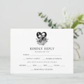 死のスケルトンとバラ結婚式RSVPまで恋人 招待状 (スタンド正面)