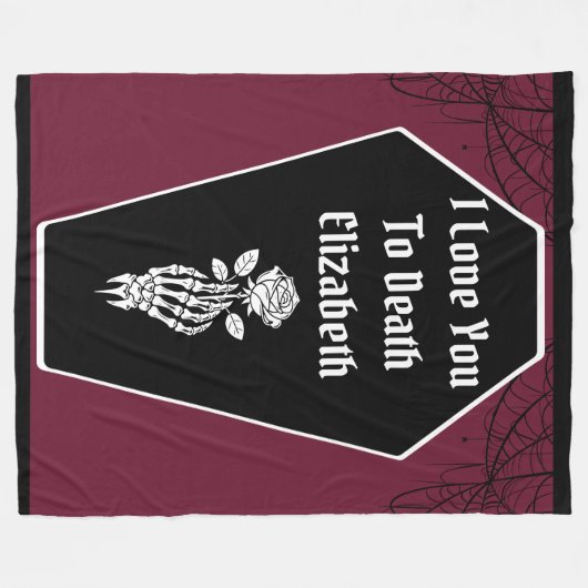 死のスケルトンにあなたを愛するゴシック様式のダークロマンス フリースブランケット (正面(横))