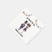 死のスケルトン結婚のゴシック スタンダードカクテルナプキン (角)