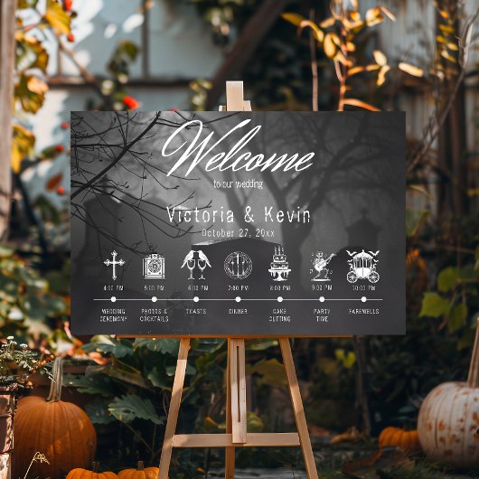 死のタイムラインまでのゴシック様式の黒と白の墓地 ポスター