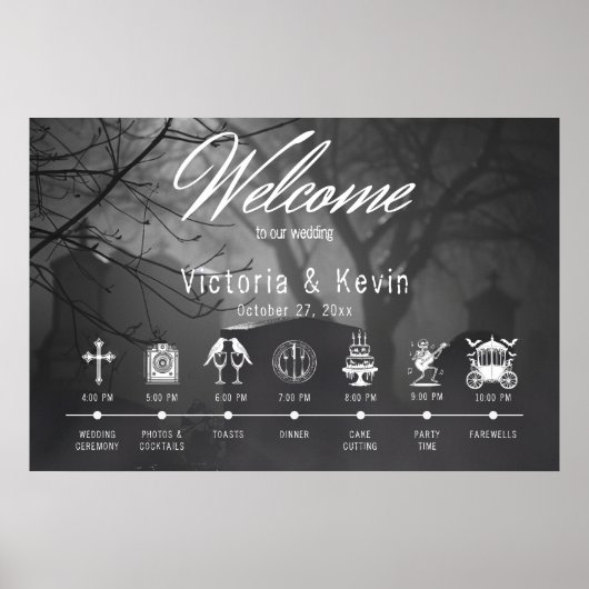 死のタイムラインまでのゴシック様式の黒と白の墓地 ポスター (正面)