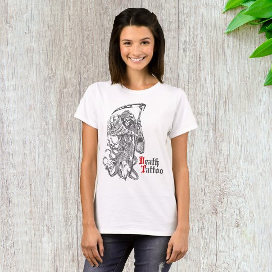 死のタトゥー 死神 スケルトン Tシャツ