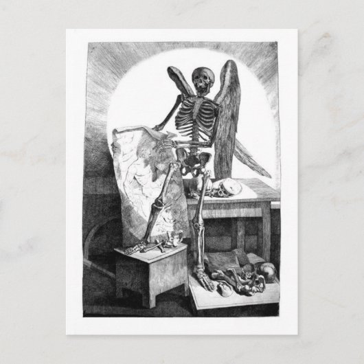 死の勉強マン解剖学的はがき ポストカード (正面)