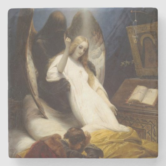 死の天使(天国へ) (Horace Vernet) ストーンコースター (正面)