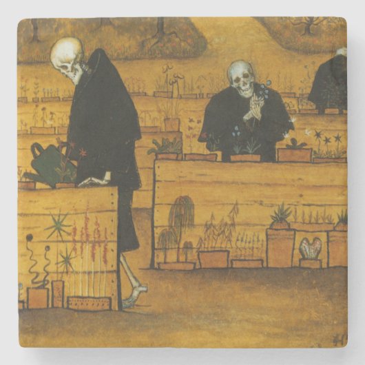 死の庭（Hugo Simberg著） ストーンコースター (正面)