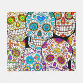 死の日：メキシコ鮮やかンの模様。 フリースブランケット (正面(横))