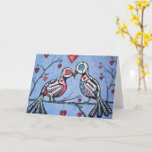 死の木の日にハートを愛する鳥 カード (黄色い花)