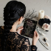 死の私の30代フローラゴシックスカル誕生日 箔招待状