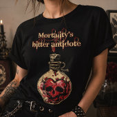 死の苦い解毒剤 ドクロ ハート ゴシック ラブ Tシャツ