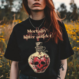 死の苦い解毒剤 ドクロ ハート ゴシック ラブ Tシャツ