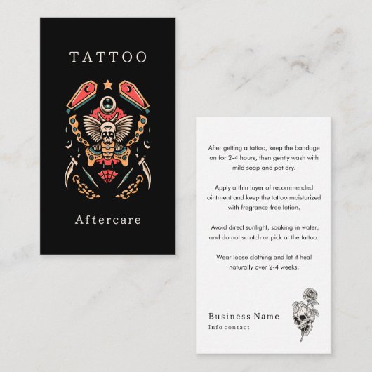 死の蝶タトゥーアフターケアの指示 名刺 (正面/裏面)