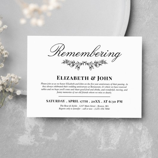 死の記念日を思い出す黒い緑のジョイント 招待状