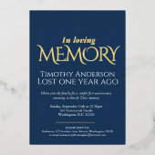 死の記念日白い鳩の青い写真 箔招待状 (正面)