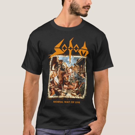 死の道を生きるソドムロックバンド Tシャツ (正面)