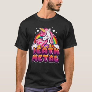 死の金属のおもしろいな虹およびユニコーンのギフト Tシャツ