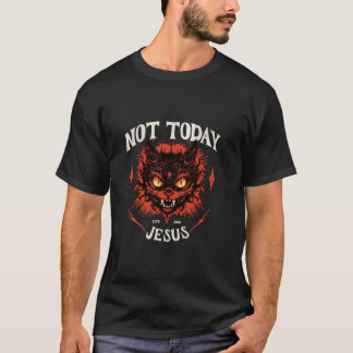 死の金属サタン猫は今日ではないイエス666 Antech Tシャツ