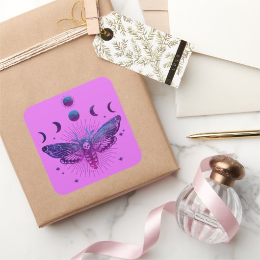 死の頭の蛾のオカルト スクエアシール (ギフト)