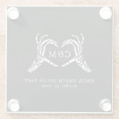 死の骸骨とバラまで愛結婚者 ガラスコースター (裏面)