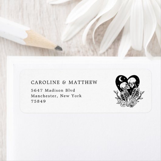 死の骸骨とバラまで愛結婚者 ラベル (インサイチュ)