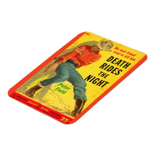 死はナイトウェスタンの本のカバーに乗る マグネット (左側)