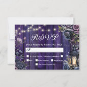 死まで |ゴシックダークパープルフローラRSVP 出欠カード (正面)