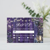 死まで |ゴシックダークパープルフローラRSVP 出欠カード (スタンド正面)