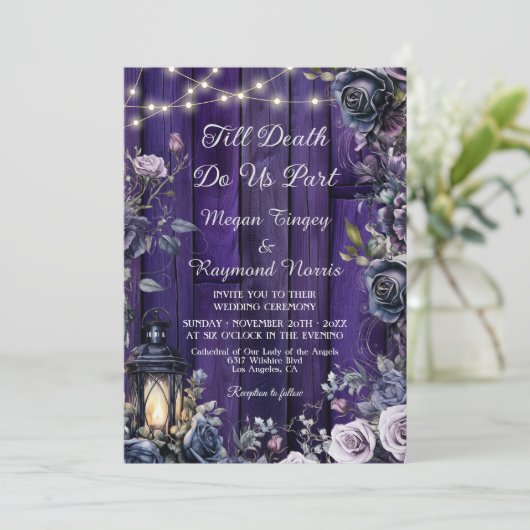 死まで |ゴシッ結婚クの紫素朴の木 招待状 (スタンド正面)