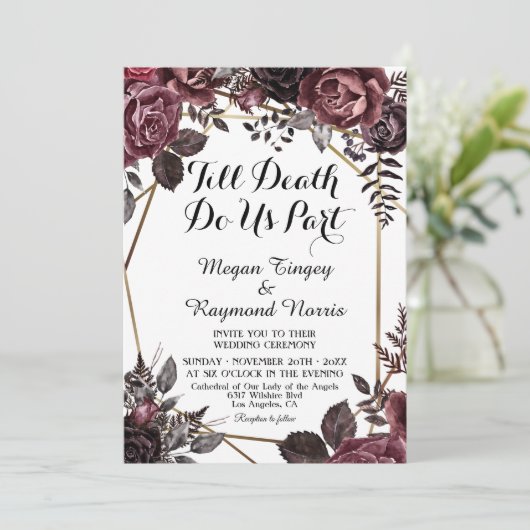 死まで |白色ゴシック暗黒フローラエレガント秋 招待状 (スタンド正面)