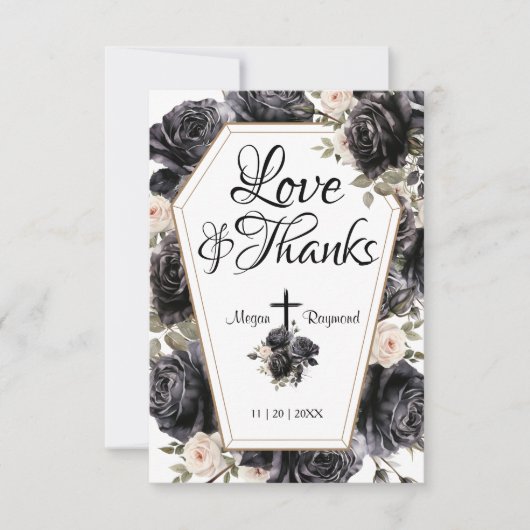 死まで | Gothic Blackバラ棺ありがとう サンキューカード (正面)