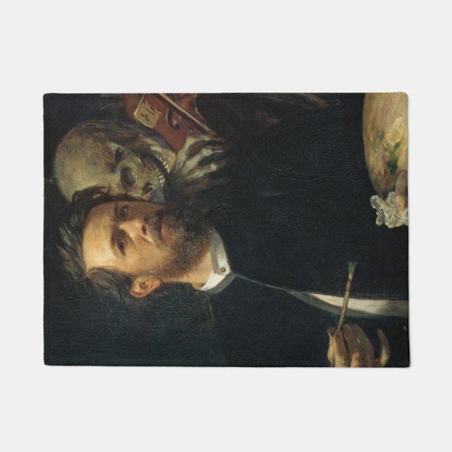 死をバイオリン弾きとして描いたセルフポートレート（byベックリン） ドアマット (正面)