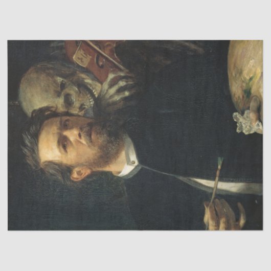 死をバイオリン弾きとして描いたセルフポートレート(byベックリン) 薄葉紙 (正面)