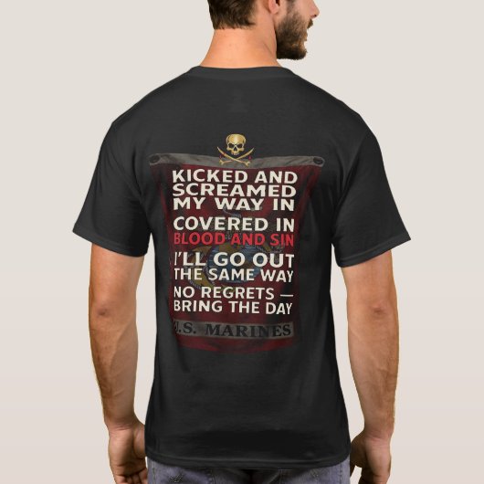 死を忘れるな 🪖 あなたたちは必ず死ぬことを覚えていろ 🫡 海兵隊員よ Tシャツ (裏面)
