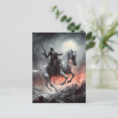 死を纏った白馬の骸骨 AI アート ポストカード (スタンド正面)