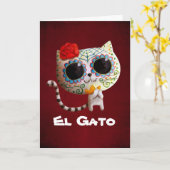 死んだかわいい猫の日 カード (黄色い花)