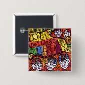 死んだの/Dia de los Muertos/砂糖のスカルの日 缶バッジ (正面&裏面)