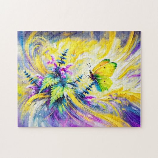 死んだイラクサの花を持つ花束油 ジグソーパズル (横)