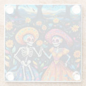 死んだカラフルデザイン ガラスコースター (裏面)