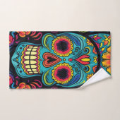 死んだカラフル砂糖スカルハロウィーンの日 バスタオルセット (ハンドタオル)