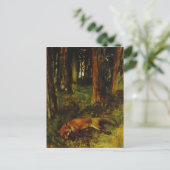 死んだキツネがエドガー・デガスによって下草の中に横たわっている ポストカード (スタンド正面)