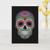 死んだグランジな砂糖のスカルのカラフルな日 カード (黄色い花)