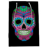 死んだグランジな砂糖のスカルのカラフルな日 ミディアムペーパーバッグ (正面)