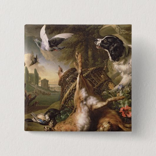 死んだゲームおよびノウサギが付いている静物画 缶バッジ (正面)