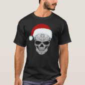 死んだサンタハット砂糖スカルクリスマス Tシャツ (正面)