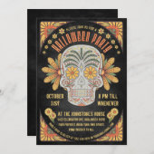 死んだスカルのハローウィンパーティの招待状の日 招待状 (正面/裏面)